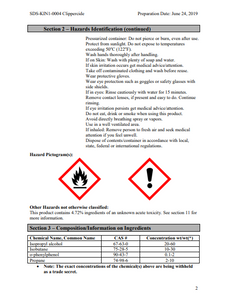 MSDS SHEETS for Clippercide Disinfectant